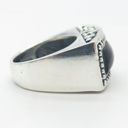 925 Sterling Silver Vintage Chapal-Zenray Black Onyx Elongated Ring Size 7
