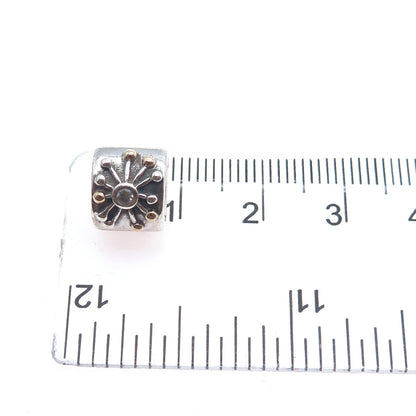 PANDORA 925 Sterling Silver & Gold Round-Cut C Z Desert Star Slide Bead Charm