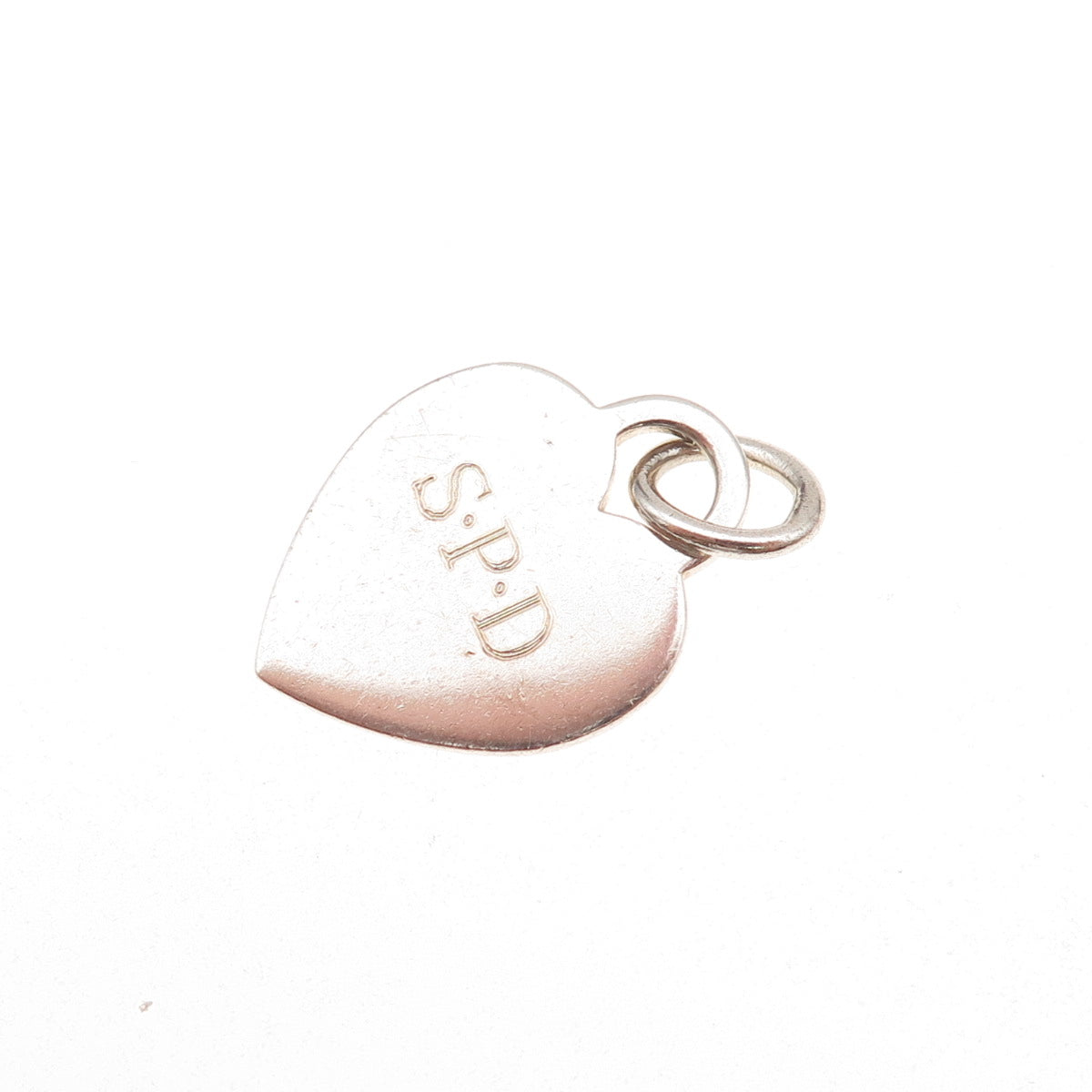 Tiffany & Co. 925 Sterling Silver Vintage Engraved SPD Mono Heart Charm Pendant
