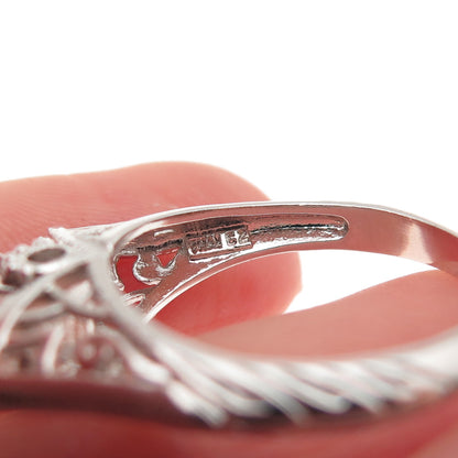 925 Sterling Silver Round-Cut C Z Engagement Ring Size 7.75