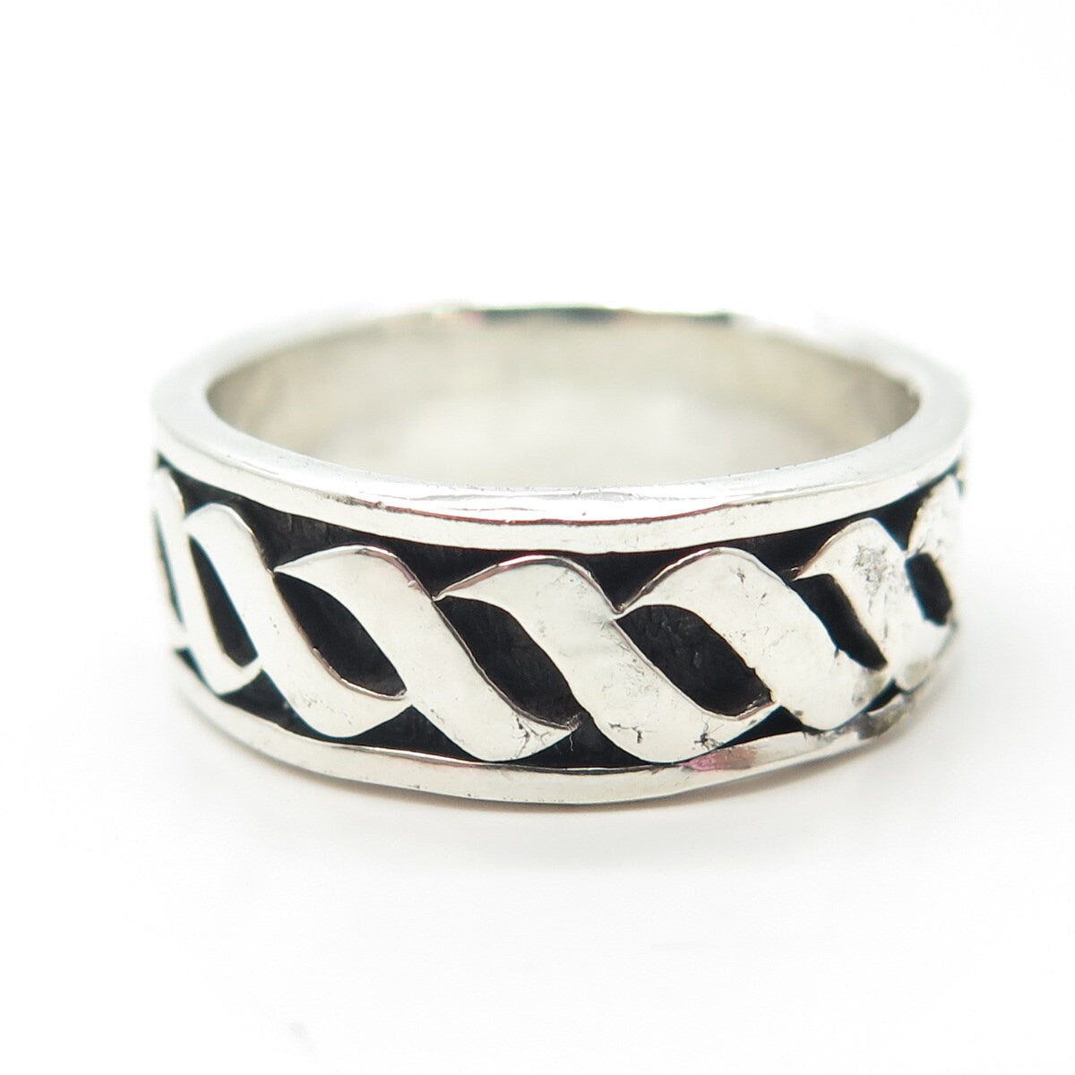 925 Sterling Silver Vintage Braided Band Ring Size 10.75