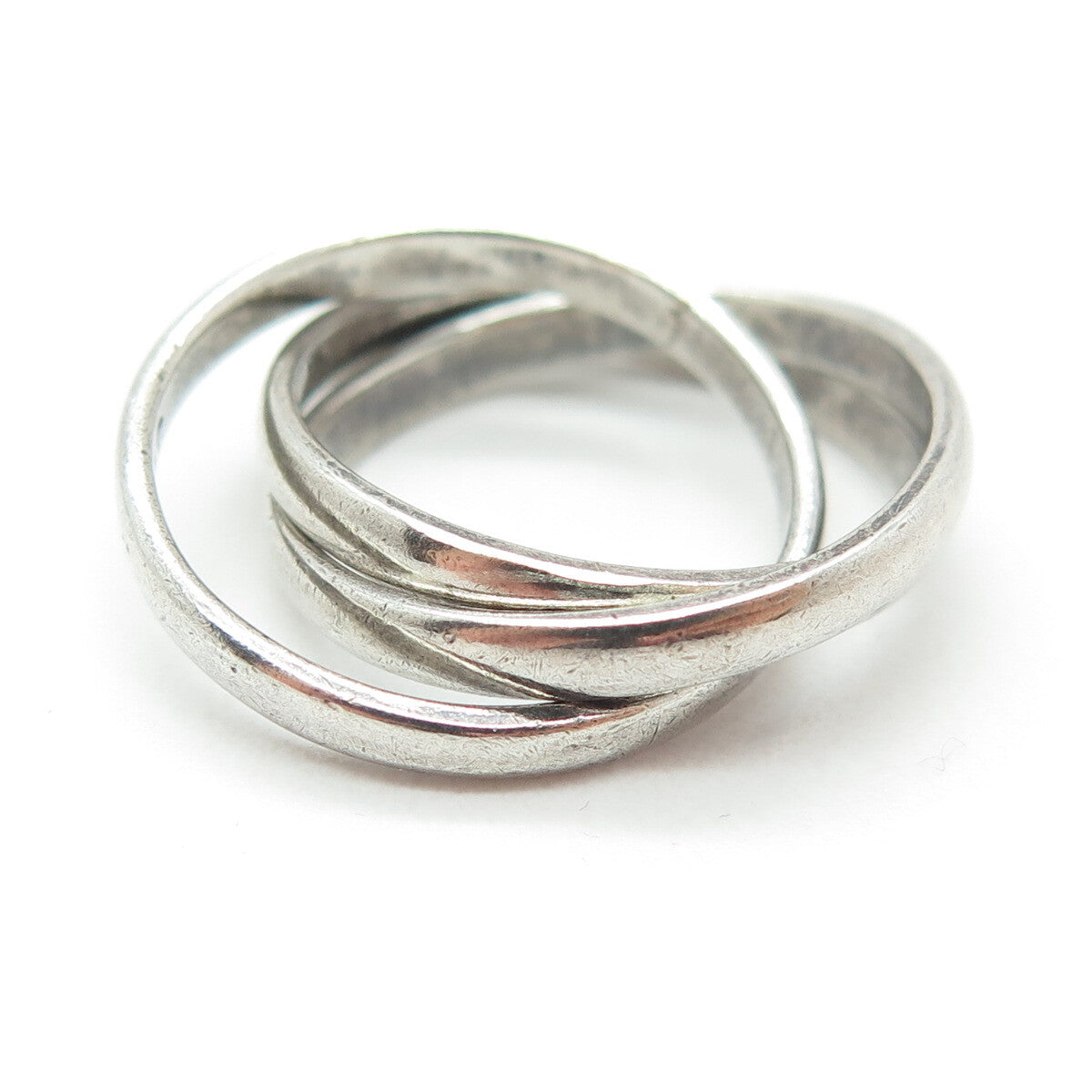 925 Sterling Silver Vintage Mexico Interlocked Trinity Oxidized Ring Size 5.75