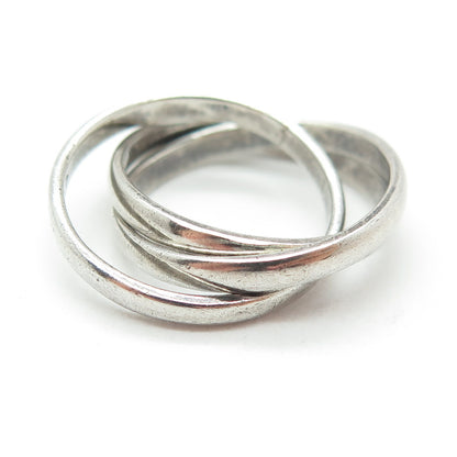 925 Sterling Silver Vintage Mexico Interlocked Trinity Oxidized Ring Size 5.75