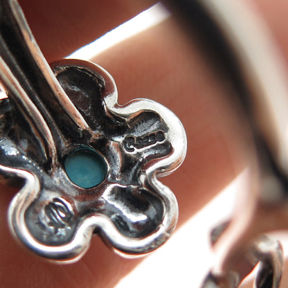 CAROLYN POLLACK 925 Sterling Vintage Turquoise Flower Double-Finger Ring Size 11