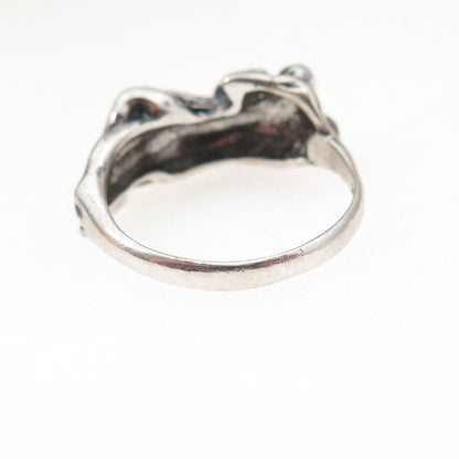 925 Sterling Silver Vintage Erotic Scene Oxidized Ring Size 6