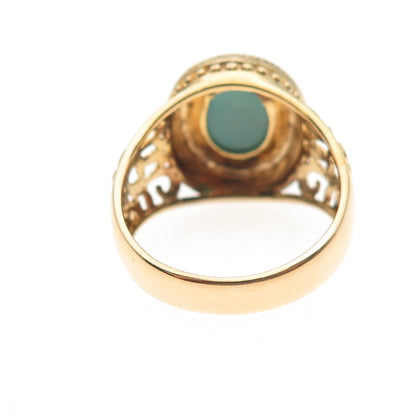 Ross Simons 925 Sterling Silver Gold Plated Real Turquoise Floral Ring Size 9