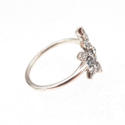 Pandora 925 Sterling Silver Multi-Blue C Z Snowflake Ring Size 7