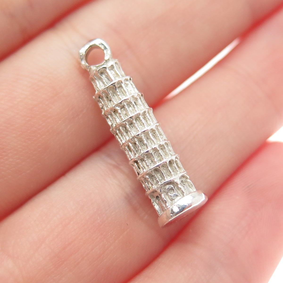 800 Silver Vintage Tower of Pisa 3D Charm Pendant