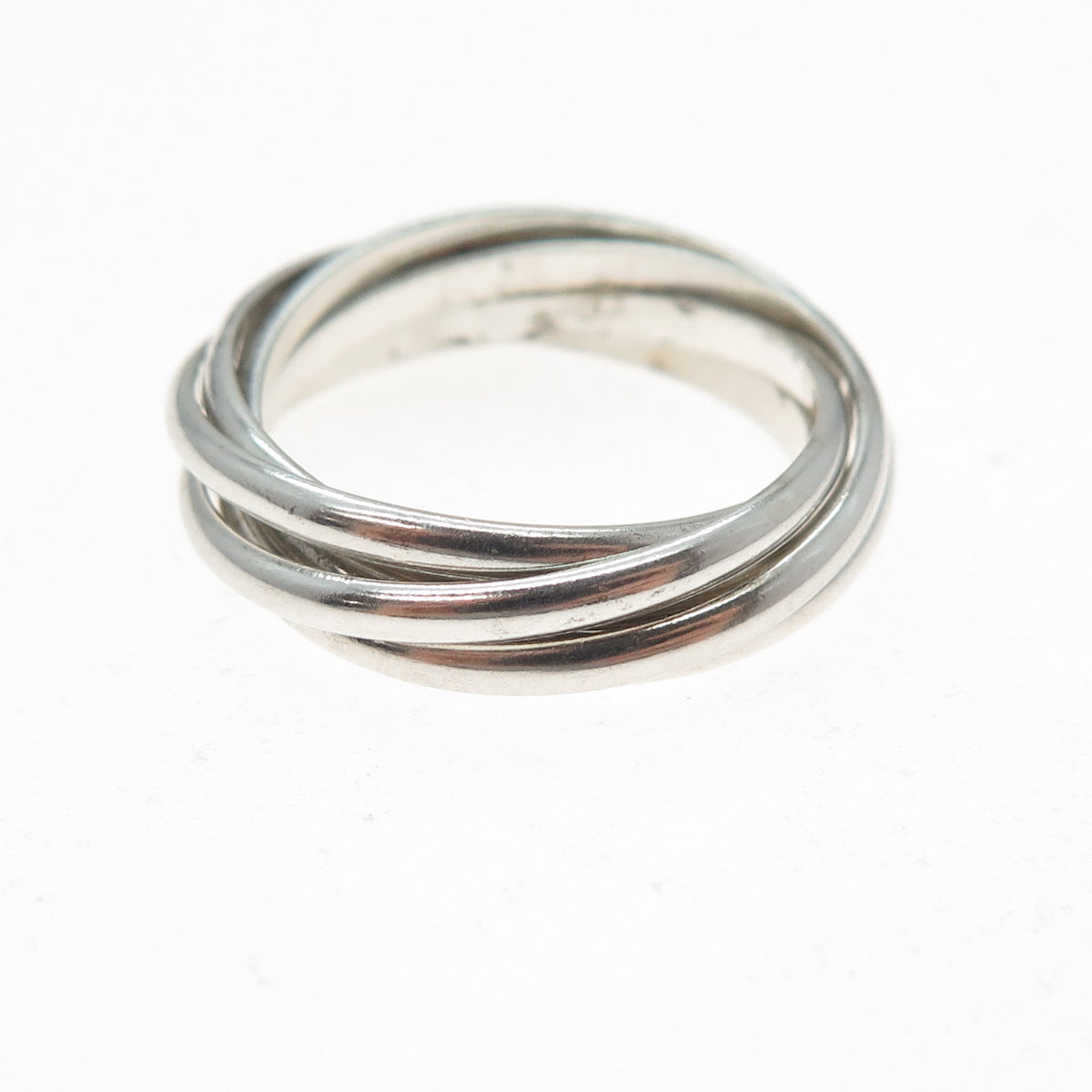 NEVADA 925 Sterling Silver Vintage Interlocked 5-Band Ring Size 8.25