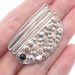 JOR JULIUS OLAF RANDAHL 925 Sterling Vintage Real Black Onyx Modernist Brooch