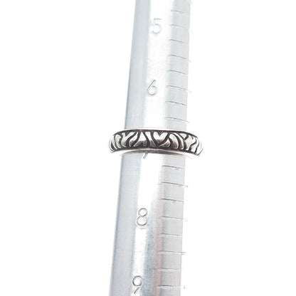 SX SALLY C 925 Sterling Silver Vintage Animal Pattern Oxidized Band Ring Size 7