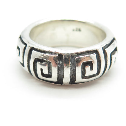 925 Sterling Silver Vintage Greek Maze Band Ring Size 10