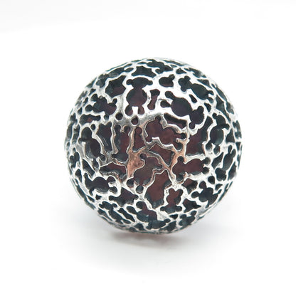 925 Sterling Silver Vintage Bear Dome Oxidized Ring Size 7.5