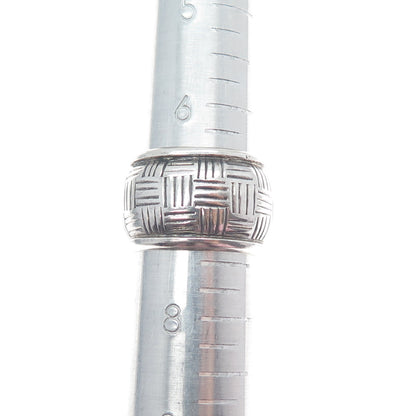 925 Sterling Silver Vintage Cigar Oxidized Wide Band Ring Size 7.5