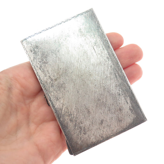 800 Silver Antique Art Deco Italy Floral Leaf Oxidized Cigarette / Card Case