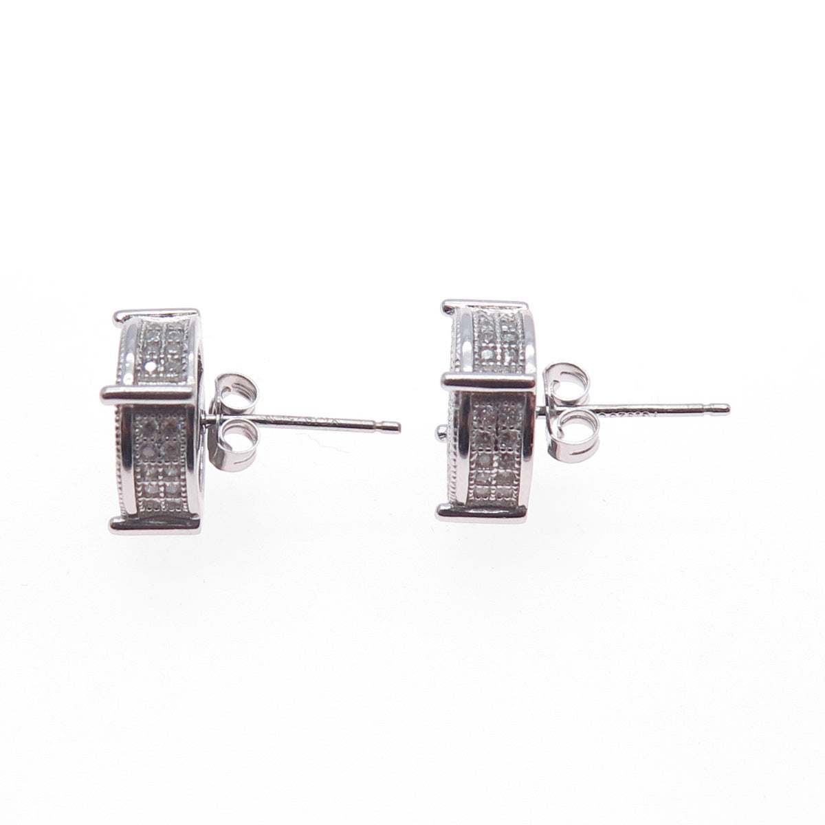925 Sterling Silver Round-Cut C Z Sparkle Stud Earrings