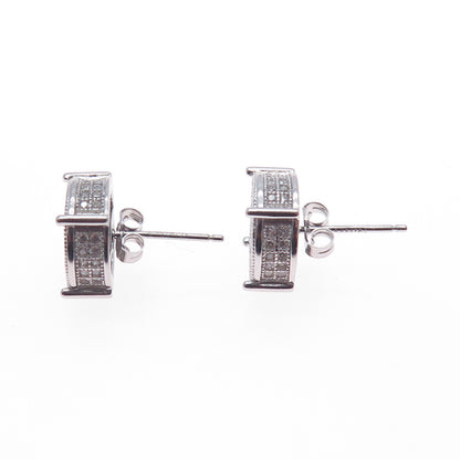 925 Sterling Silver Round-Cut C Z Sparkle Stud Earrings