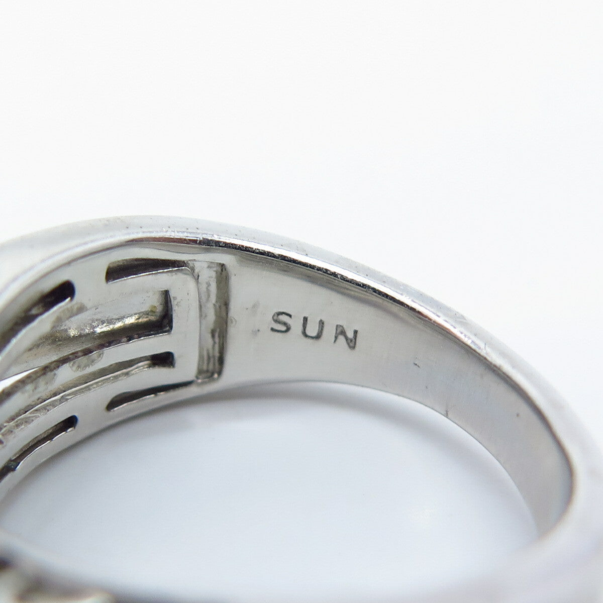 925 Sterling Silver SUN Real White Blue & Black Diamond Crossover Ring Size 5.75