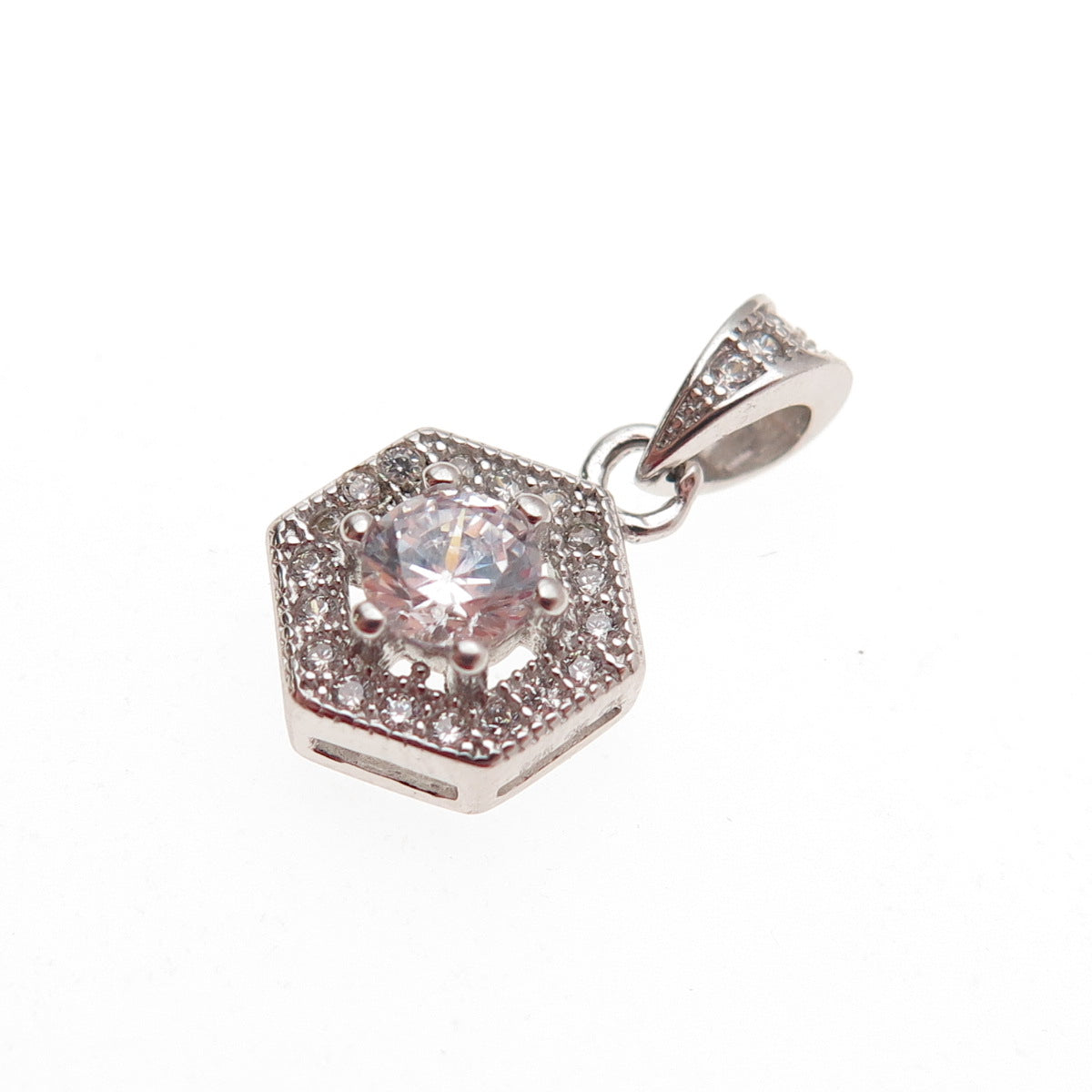 925 Sterling Silver Round-Cut C Z Mini Charm Pendant