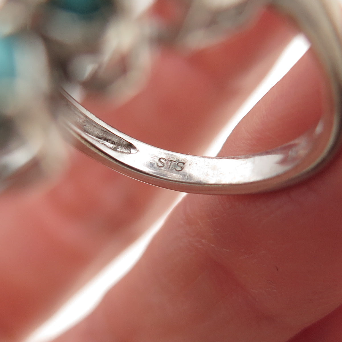 Chuck Clemency 925 Sterling Silver Real Turquoise Floral Bypass Ring Size 8