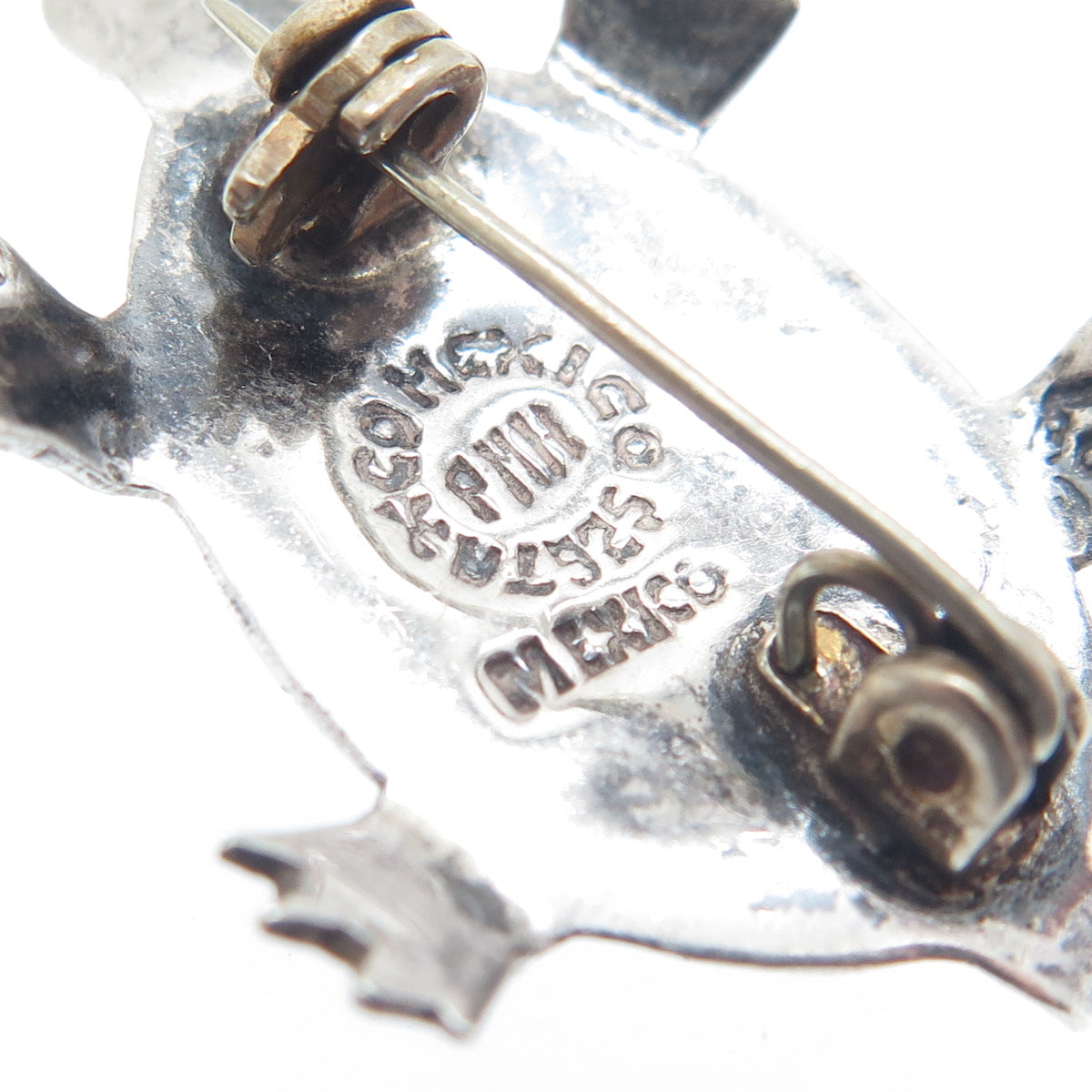 925 Sterling Silver Vintage Mexico Turtle Oxidized Pin Brooch