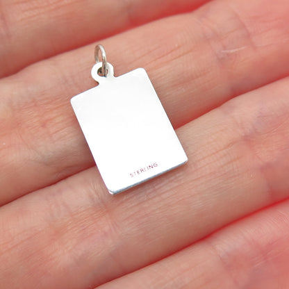 925 Sterling Silver Red Enamel Super Awesome! Minimalist Charm Pendant