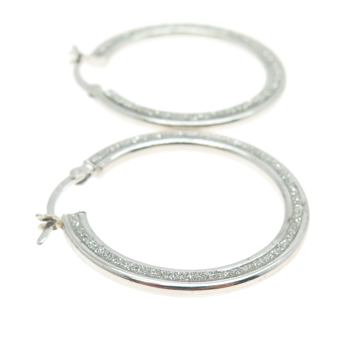 925 Sterling Silver Diamond-Illusion Hoop Earrings