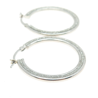 925 Sterling Silver Diamond-Illusion Hoop Earrings