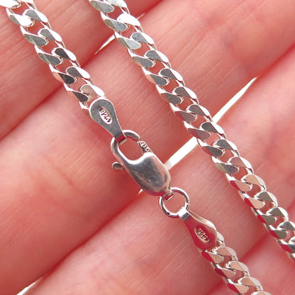 925 Sterling Silver Vintage Italy Cuban Chain Necklace 16"