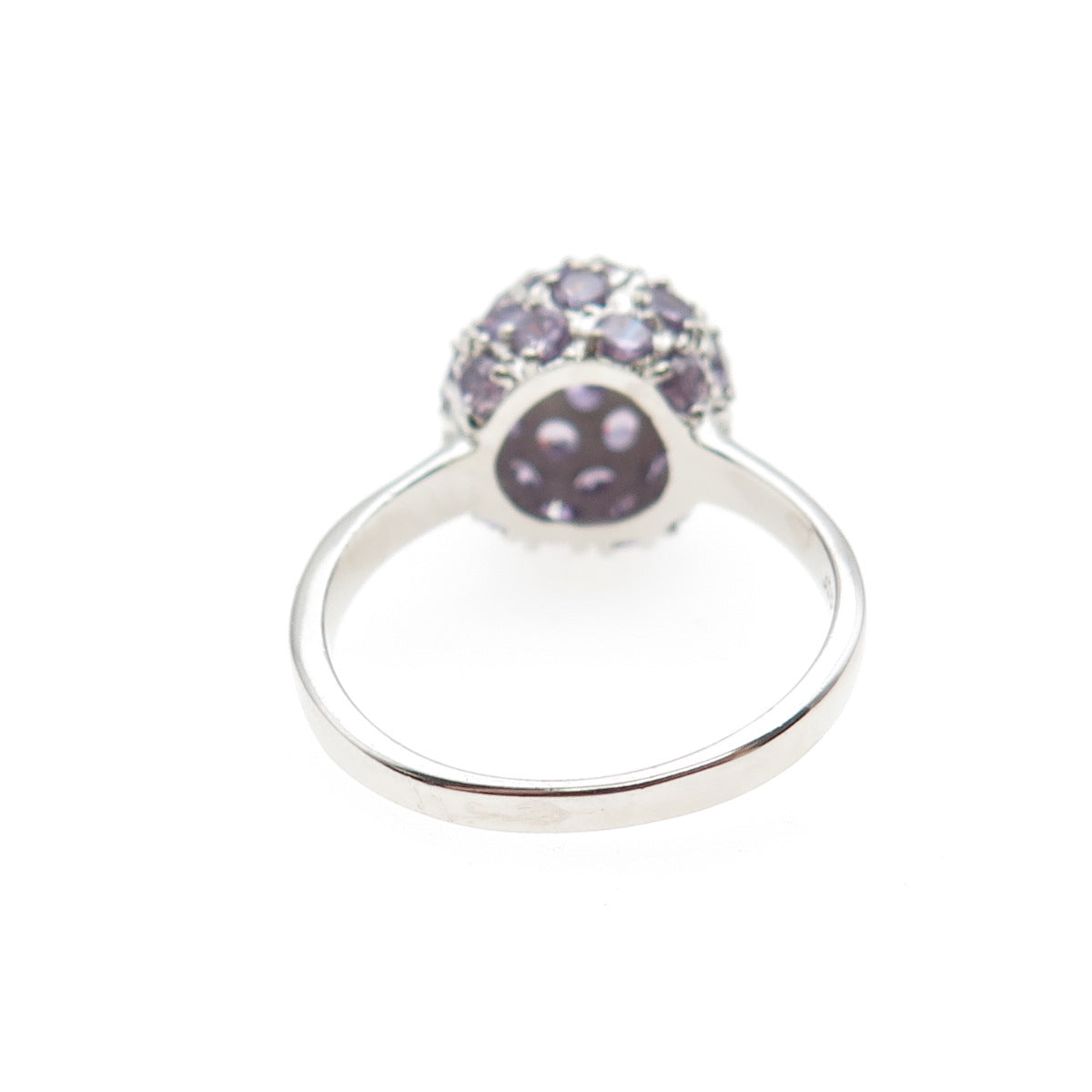 925 Sterling Silver Round-Cut Purple & White C Z Ball Ring Size 8