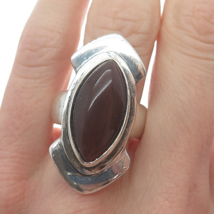 925 Sterling Silver Vintage Real Carnelian Modernist Arrow Ring Size 9
