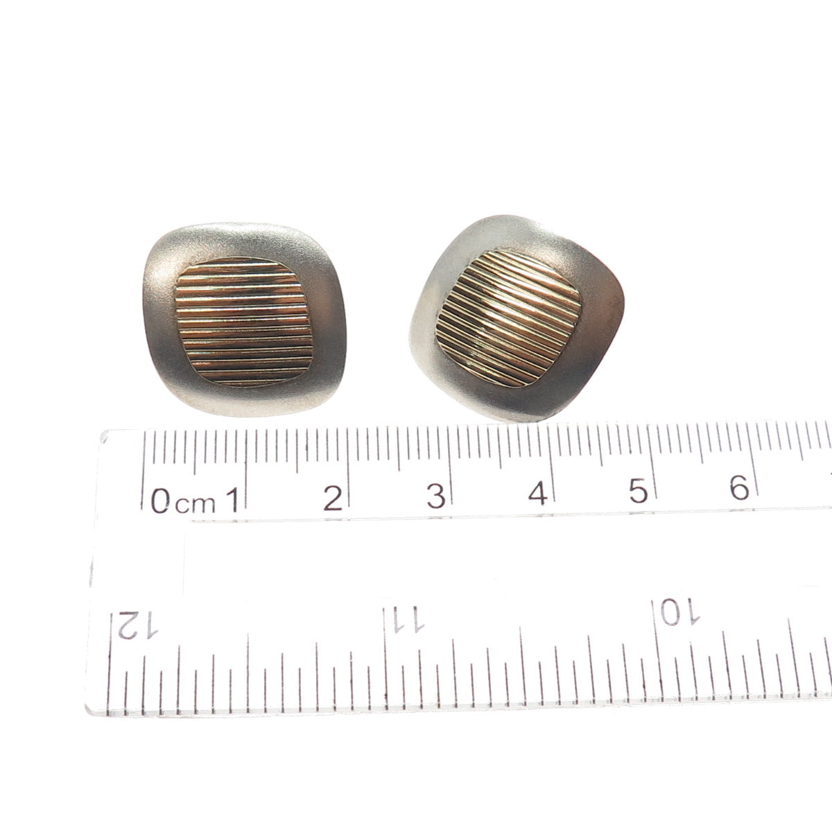 NABCO 925 Sterling Silver 14K Gold Vintage Modernist Earrings