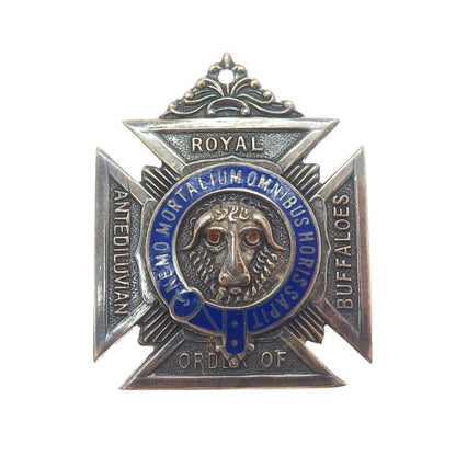 F.C. PARRY & CO. Sterling Silver Vintage 1952 Enamel Order of Buffaloes Brooch