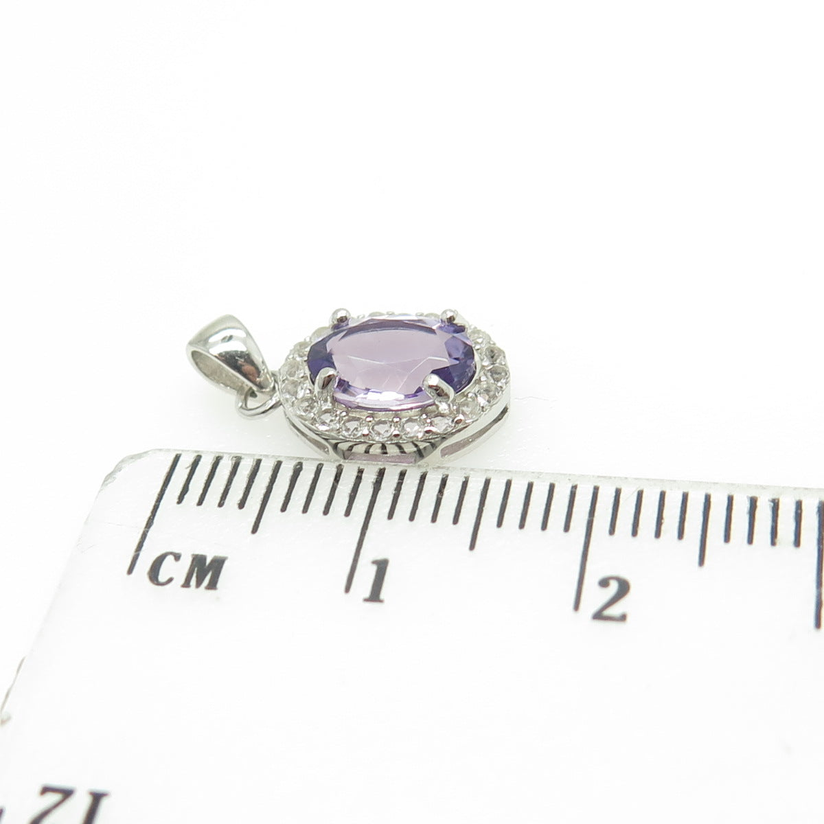 HAN 925 Sterling Silver Real White Topaz & Amethyst Gemstone Pendant