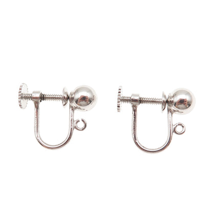 925 Sterling Silver Antique Art Deco Charm Holder Screw Back Earrings