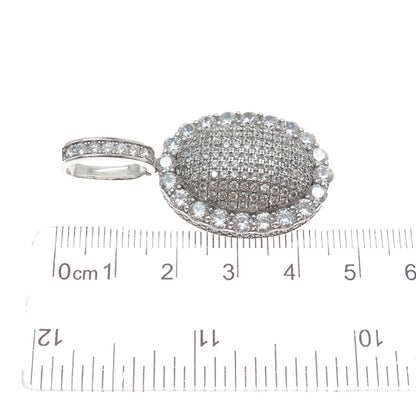 DESIGNS BY YAGI 925 Sterling Silver Round-Cut C Z Sparkle Oval Pendant