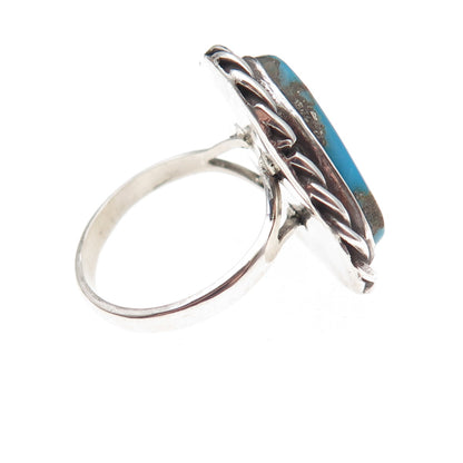 Old Pawn 925 Sterling Silver Vintage Southwestern Turquoise Tribal Ring Size 6.5