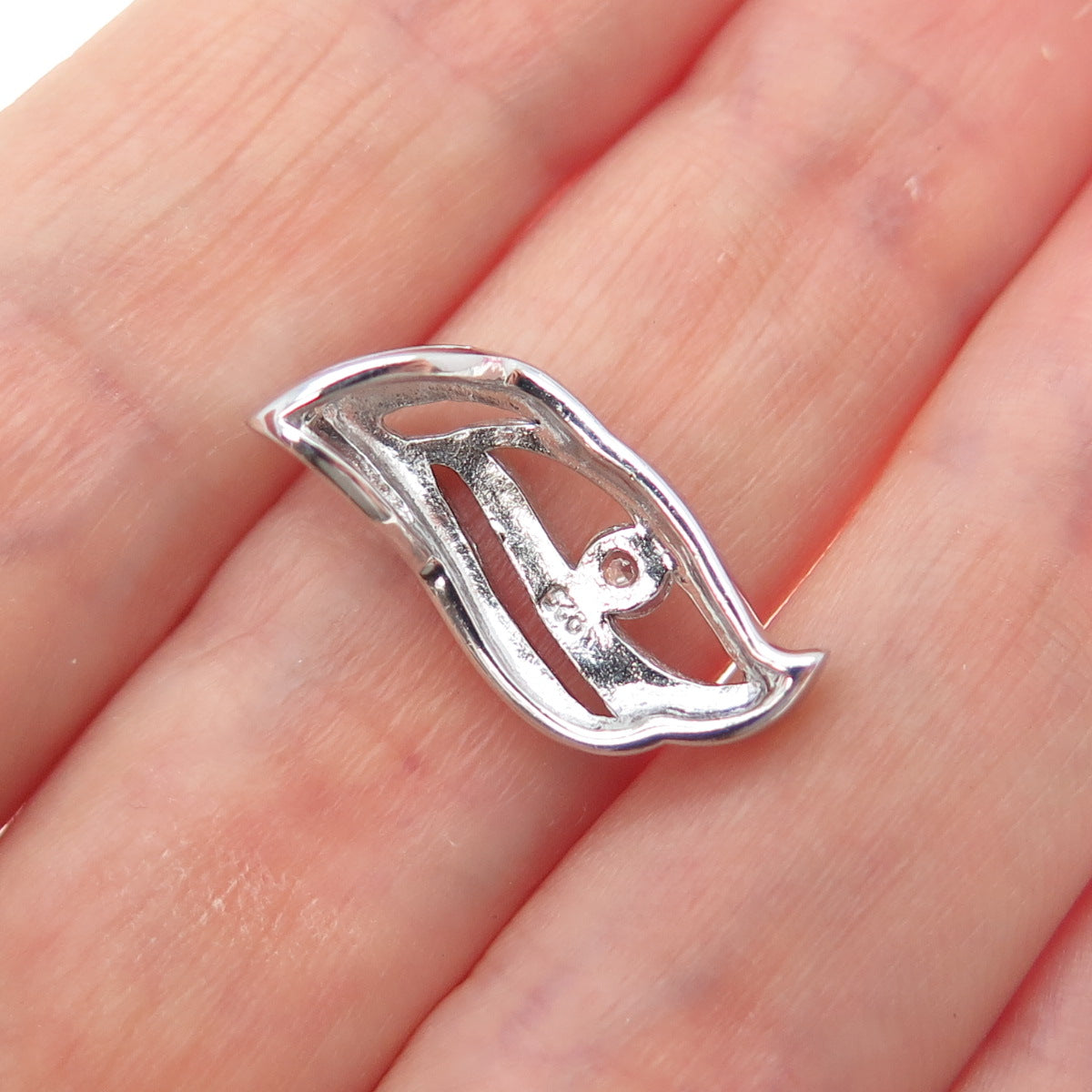 925 Sterling Silver Round-Cut C Z Petal Minimalist Slide Charm Pendant