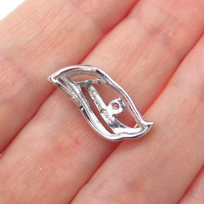 925 Sterling Silver Round-Cut C Z Petal Minimalist Slide Charm Pendant