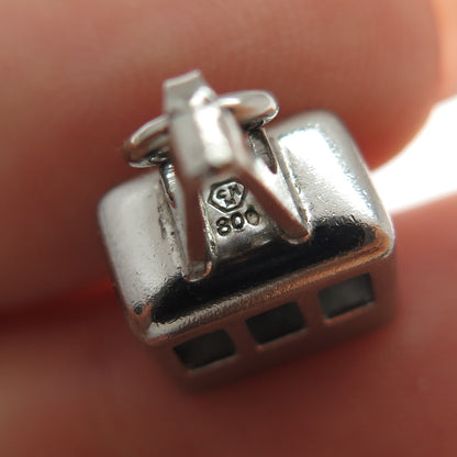 800 Silver Vintage Cable Car Minimalist 3D Charm Pendant