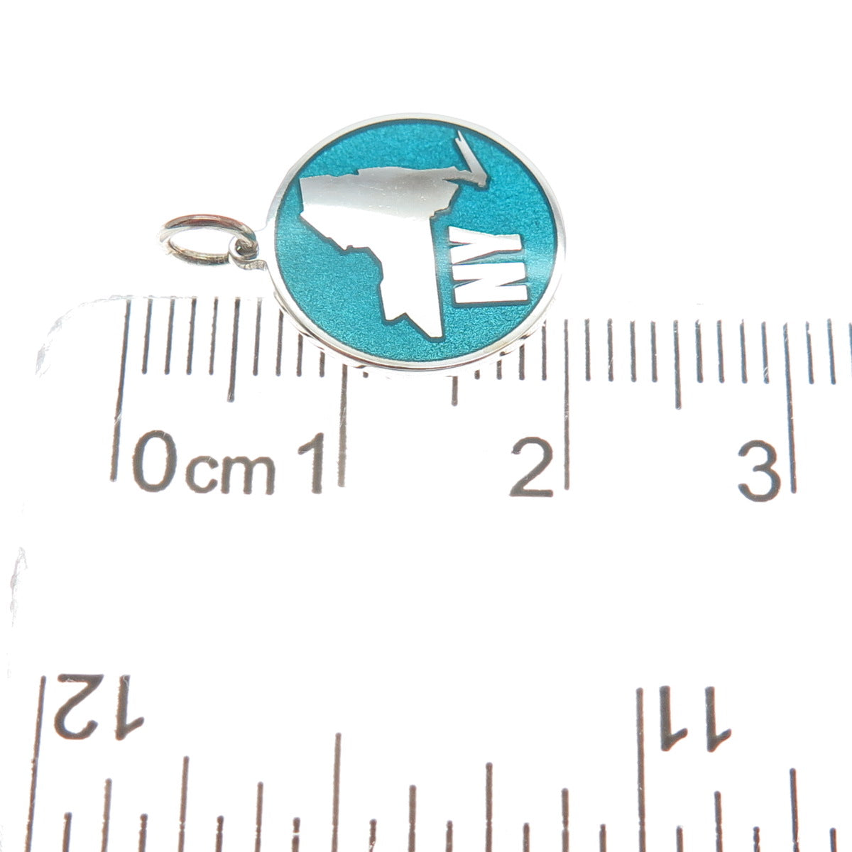 925 Sterling Silver Turquoise Enamel New York State Map Minimalist Charm Pendant