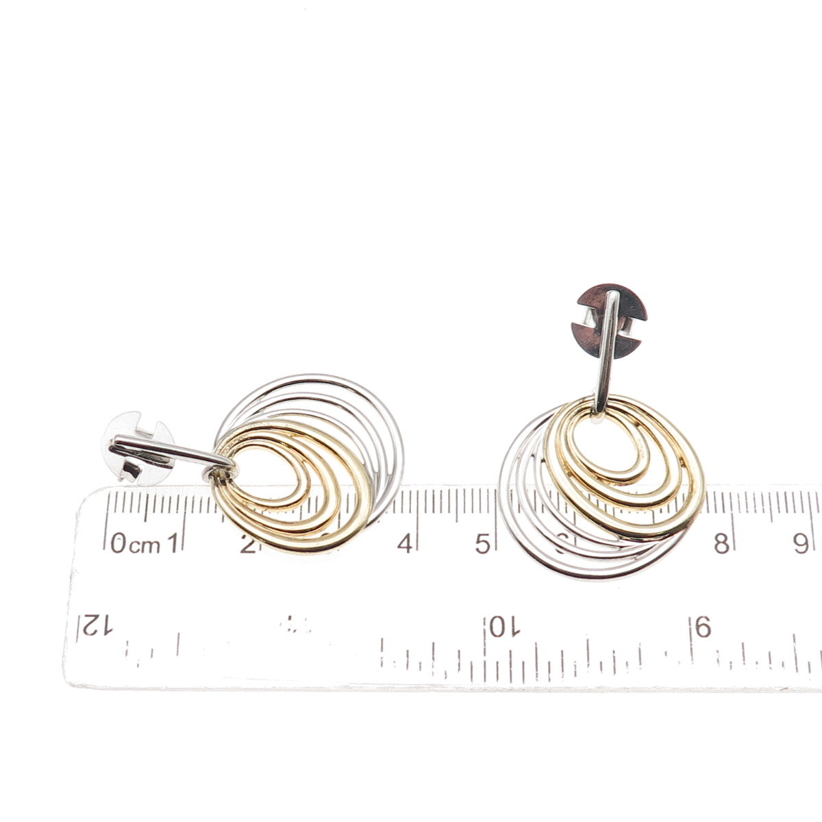 Breuning 925 Sterling Silver 2-Tone Interlocked Circle Dangle Earrings