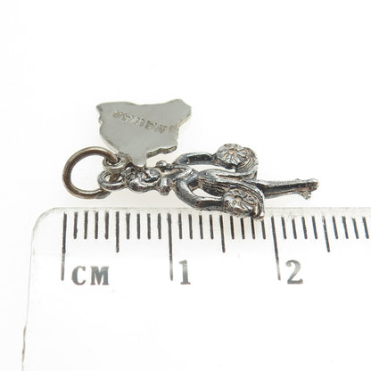 925 Sterling Silver Vintage "Hawaii" Dancing Girl 3D Pendant