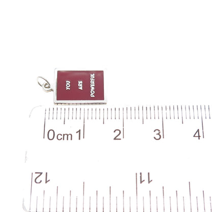 925 Sterling Silver Red Enamel You Are Powerful Minimalist Charm Pendant