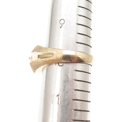 925 Sterling Silver Gold Plated Real Round-Cut Diamond Ring Size 10