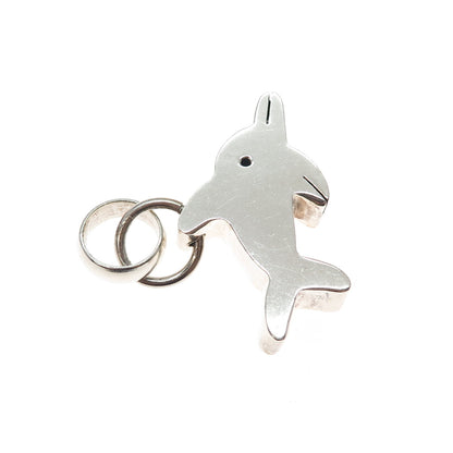 925 Sterling Silver Vintage Modernist Dolphin Charm Pendant