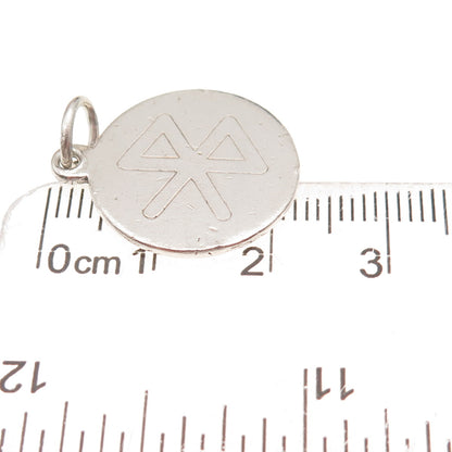 Tiffany & Co. 925 Sterling Silver Vintage Bluetooth Logo Round Tag Charm Pendant