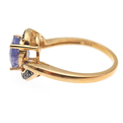 925 Sterling Gold Plated Real Tanzanite Lab-Created Peacock Sapphire Ring Size 8