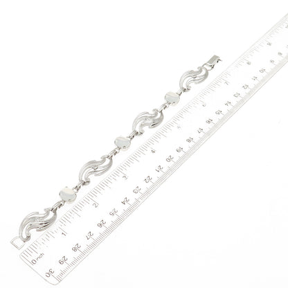 Van Dell 925 Sterling Silver Vintage Real Opalite Floral Bracelet 7.25"