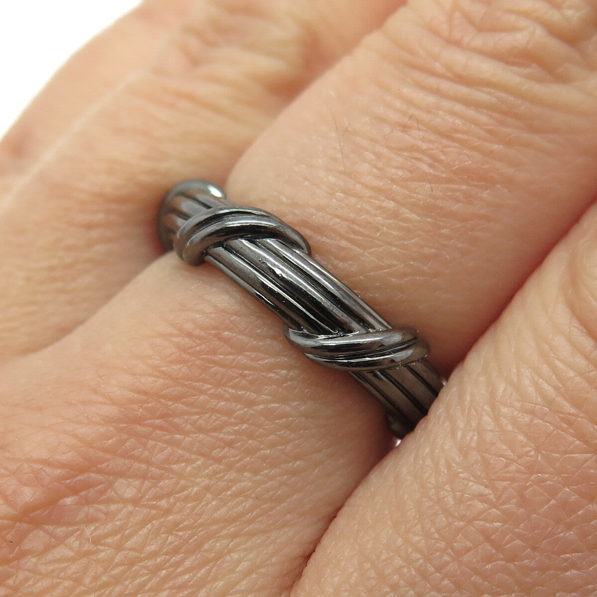 PETER THOMAS ROTH 925 Sterling Silver Black Rhodium Modernist Band Ring Size 7